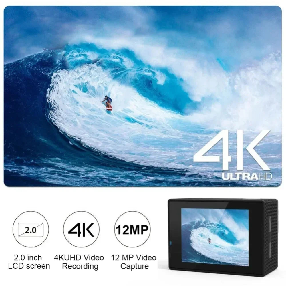 Action Camera Ultra HD 4K/30fps WiFi 2.0-inch 170D Underwater Waterproof Helmet Video Recording Cycling skiing Cameras Sport Cam