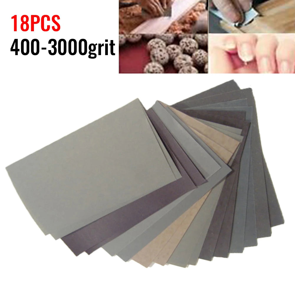 18pcs/Set Sandpaper 400,600,800,1000,1200,1500,2000,2500,3000 Grit  Sandpaper Wet / Dry Sanding Paper Abrasive Polishing Tools