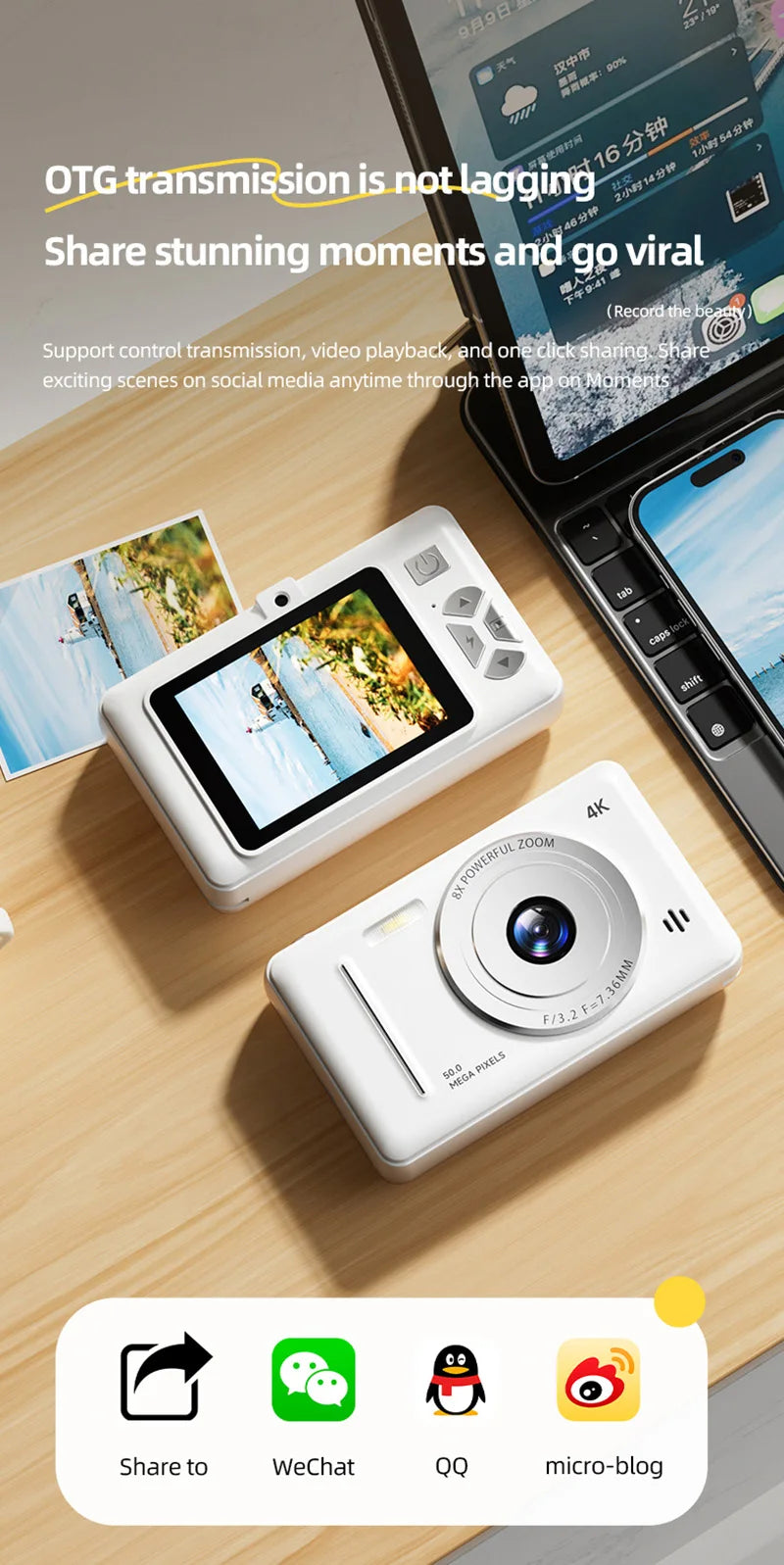 2025 New 4K Digital Camera Retro CCD 50 Million Pixels Portable Card Camera Entry-level Camera Dual Cam Flash 8X Zoom Auto Focus