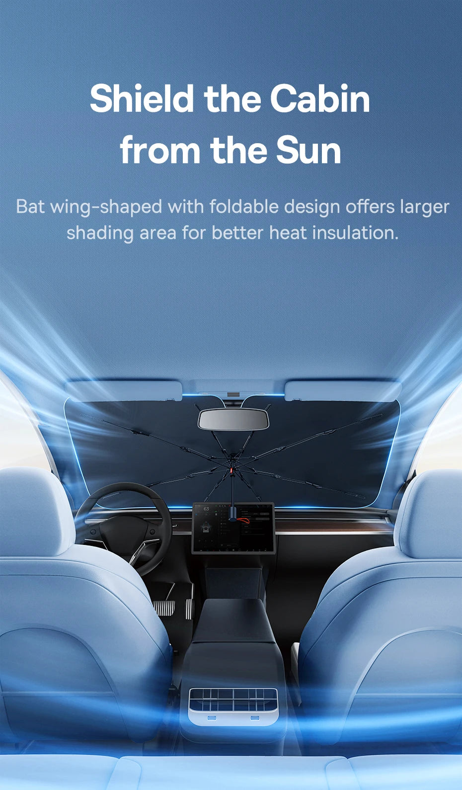 Baseus Windshield SunShade Umbrella Hemmed Edges Cover Protector Parasol Car Summer Sun Protection Front Window Sun Shade