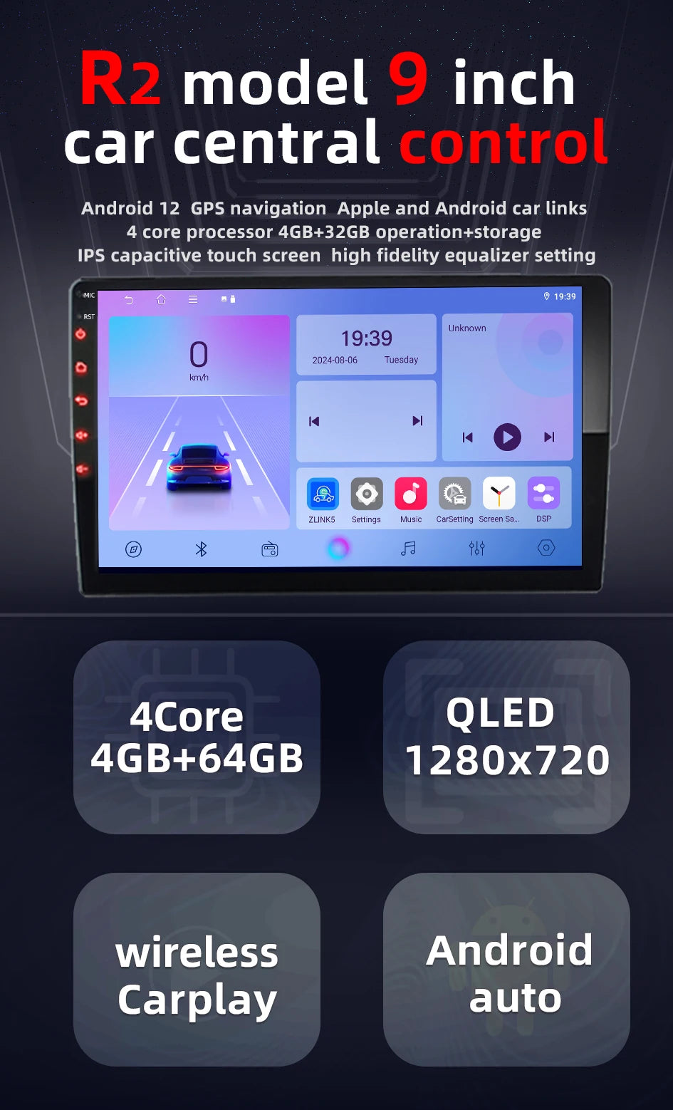 Android13 7 9 10 inch Car Radio GPS 2 din Radio Stereo Receiver Player 64G Multimedia Player wireless CarPlay Android Auto Gift