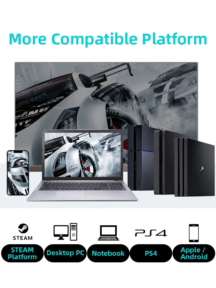 Bluetooth-yhteensopiva peliohjain PS4/Slim/Pro langattomalle peliohjaimelle PC:lle Dual Vibration Joystick IOS/Androidille