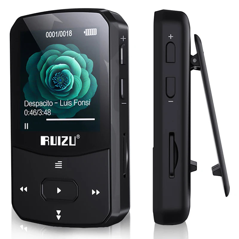 RUIZU X52 Sport Bluetooth 5.0 MP3 Music Player  Clip Mini Portable Walkman with Screen FM,Recorder,E-Book,Clock,Pedometer