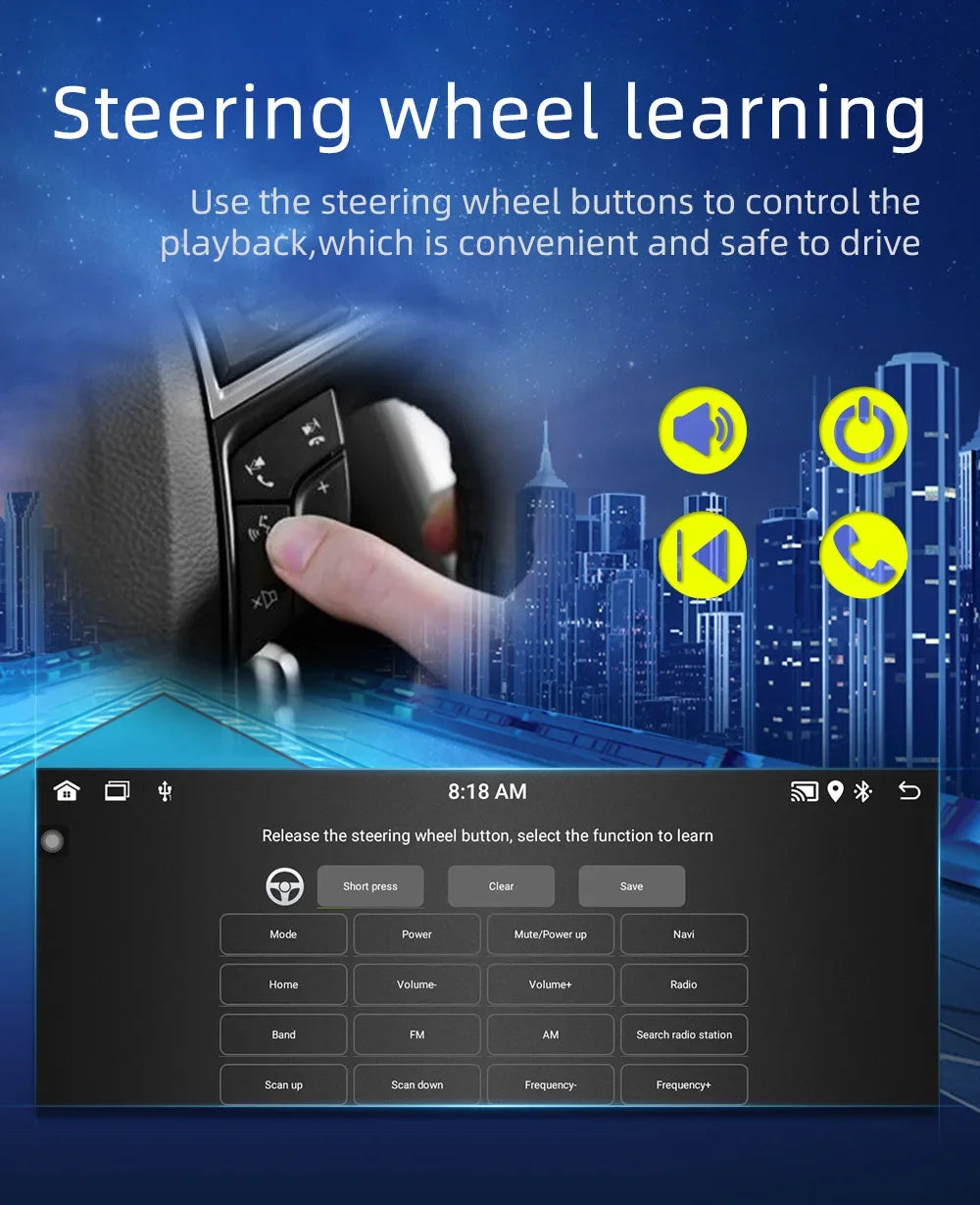 1 Din Android Car Radio Wireless CarPlay Mirror Link Bluetooth WiFi Android-Auto 6.86 Inches GPS Navigation Multimedia Player