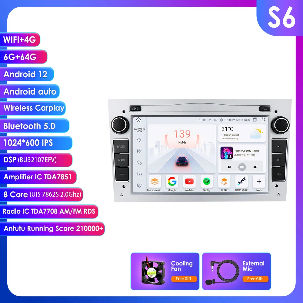 8G+128G 2Din Android 13 Car GPS Navigation Autoradio for Opel Astra H G J Antara Vectra C B Vivaro Corsa C D Zafira B Stereo RDS