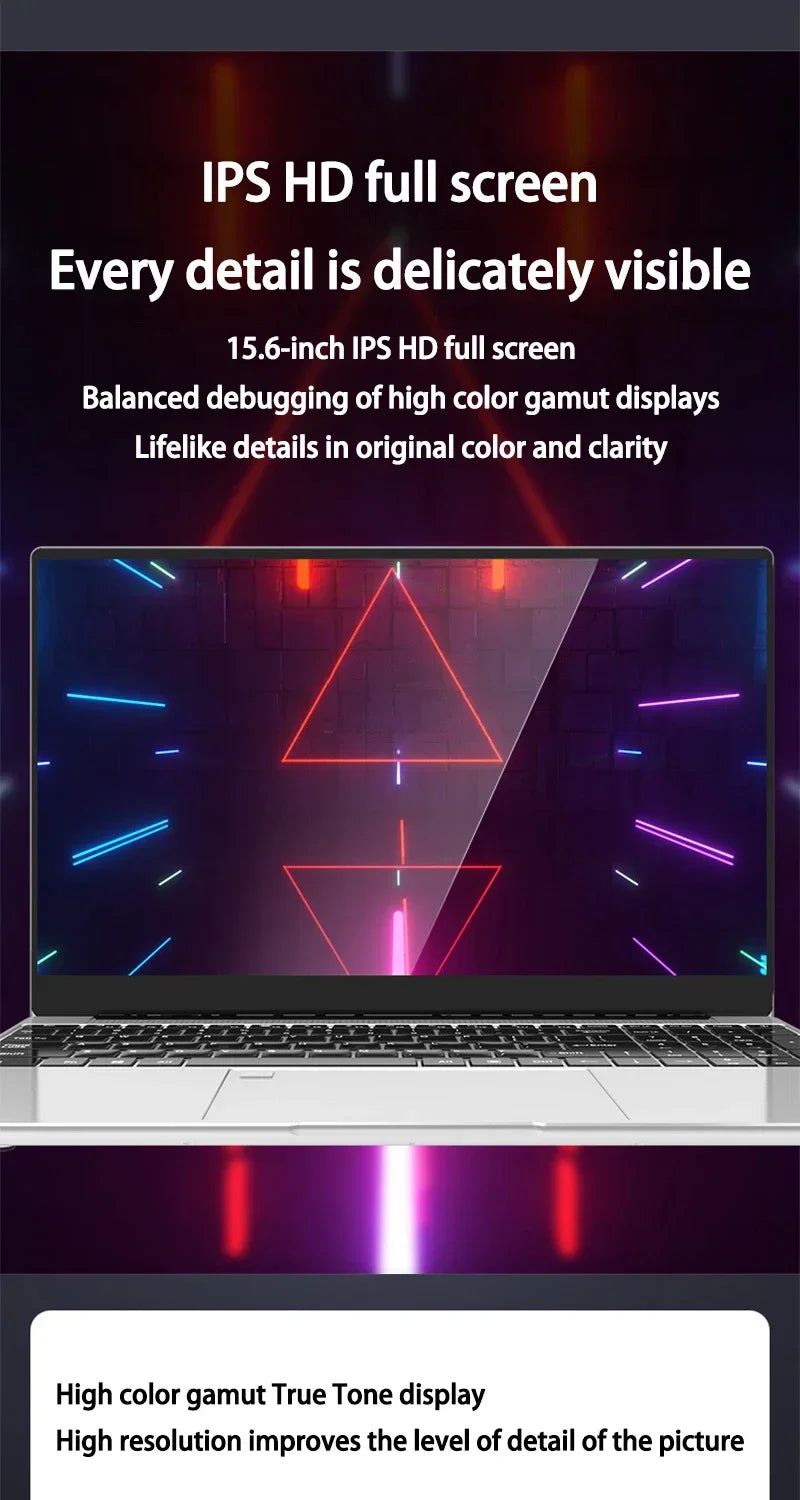 Brand 15.6" Inch Laptop 32GB RAM DDR4 2TB SSD ROM Windows 11 Pro Fingerprint Unlock Backlit Keyboard Portable Office Notebook