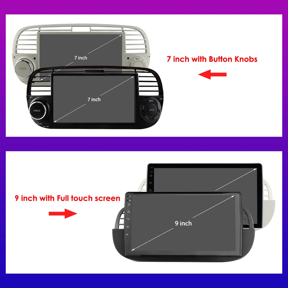 4G Carplay 2Din Android Auto Radio for FIAT 500 Car Multimedia Player Stereo GPS Navigation DVD Video DSP RDS DTV AM FM Audio BT