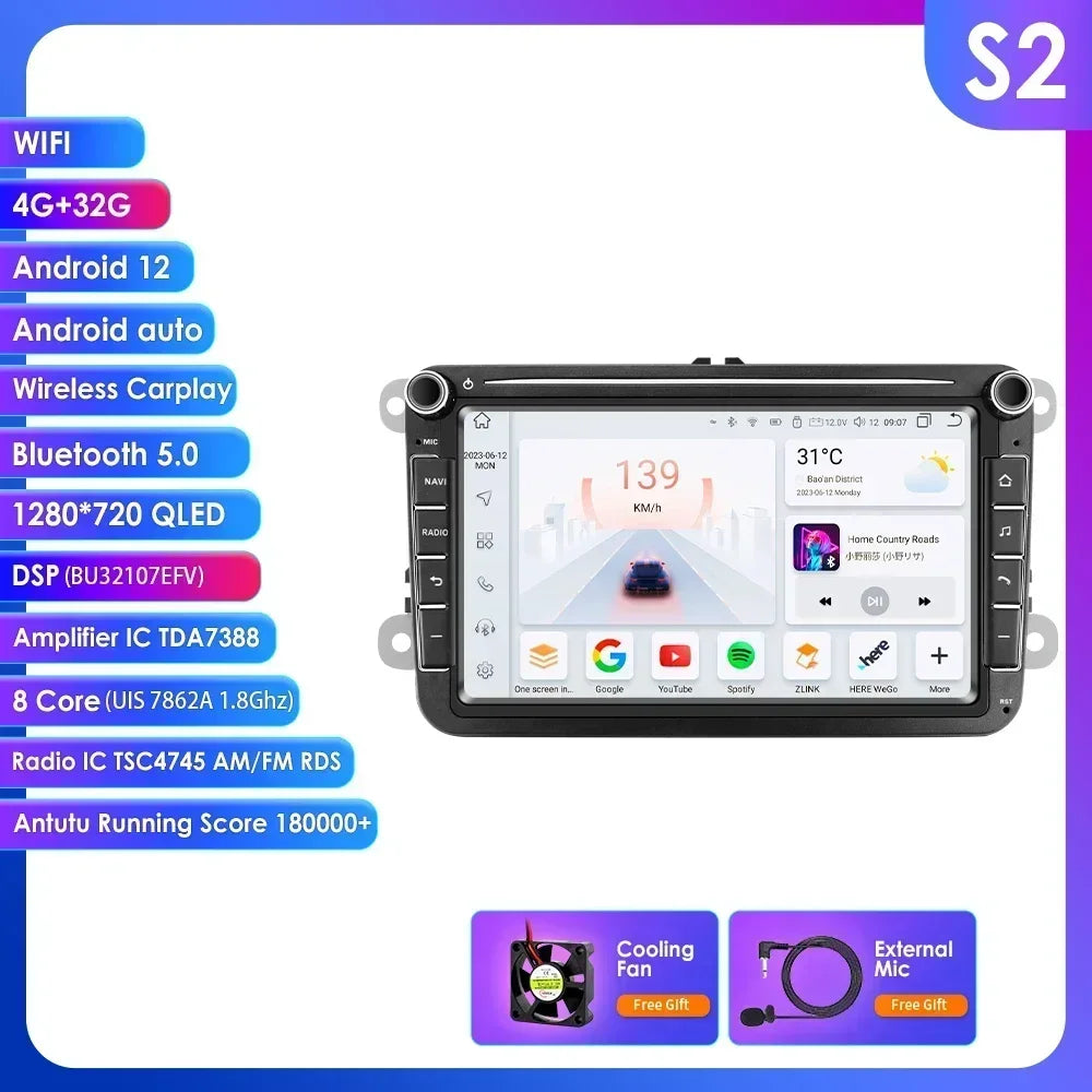 2din Android Car Radio GPS for Volkswagen Skoda VW Tiguan Touran Caddy Jetta Polo Passat Seat Multimedia Player Stereo AutoRadio