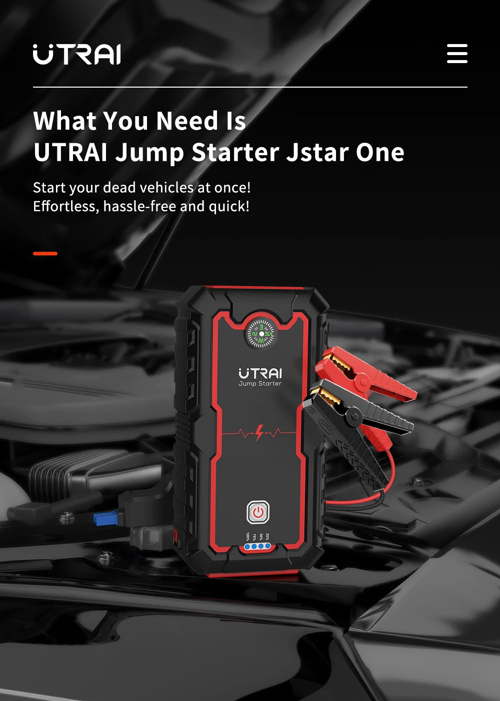 UTRAI 2000A Jump Starter Power Bank Portable Charger Starting Device For 8.0L/6.0L Emergency Car Battery Jump Starter