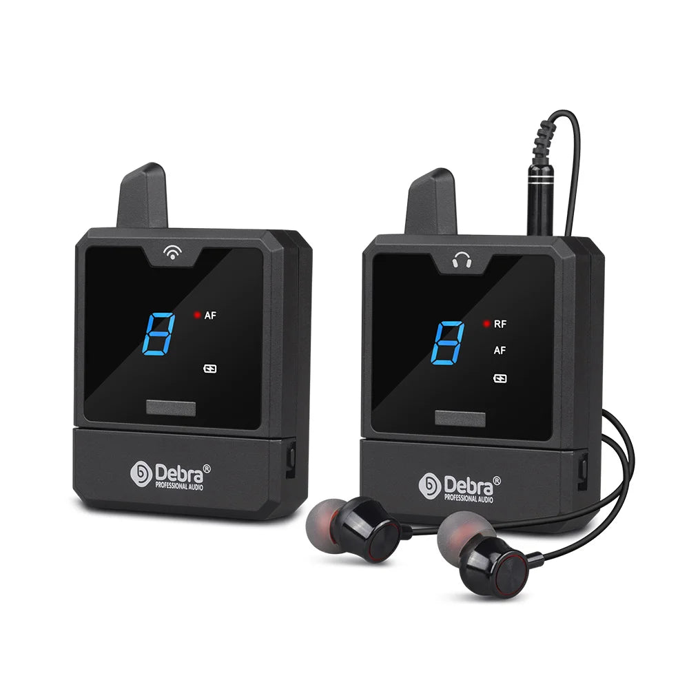 Debra IEM Wireless In-Ear Monitor System Audio-Mini UHF Rechargeable Portable for Music Audio Monitoring Live Broadcast
