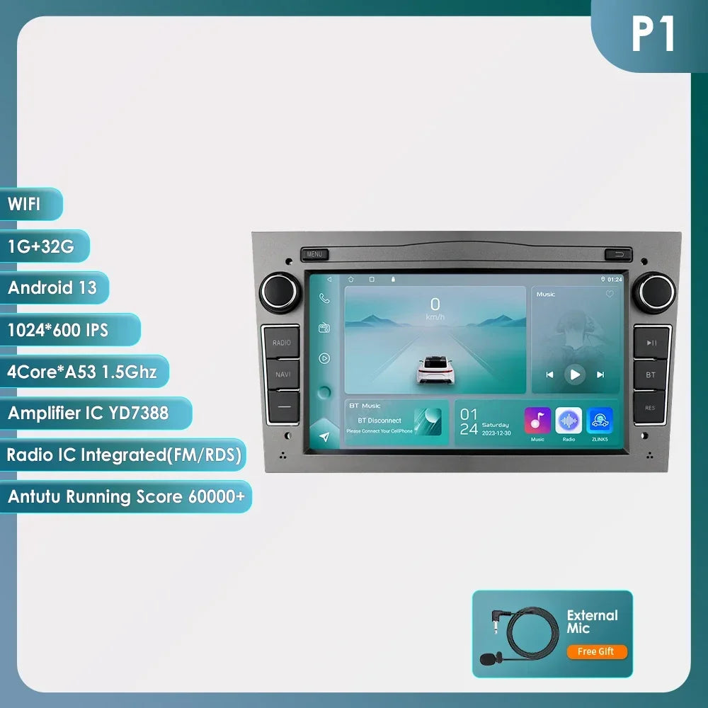 8G+128G 2Din Android 13 Car GPS Navigation Autoradio for Opel Astra H G J Antara Vectra C B Vivaro Corsa C D Zafira B Stereo RDS