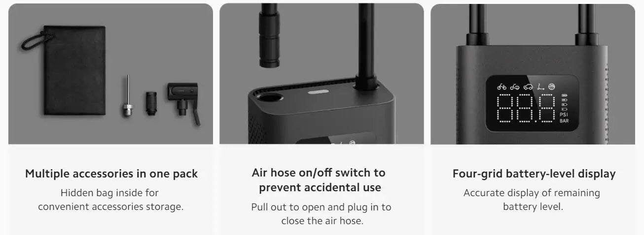 Xiaomi Mijia Portable Electric Air Compressor 2/2D, Air Pump 2, Smart Digital Tire Pressure Detection Inflator For Car, Bicycle