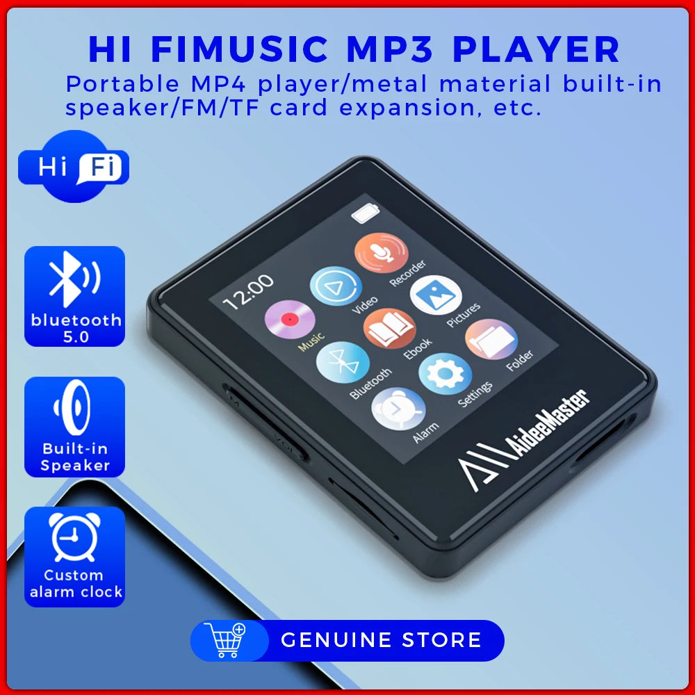 Portable BT MP3 Player Wireless Mini Digital HiFi Lossless Sound Music Players Small Black Walkman Audio Player