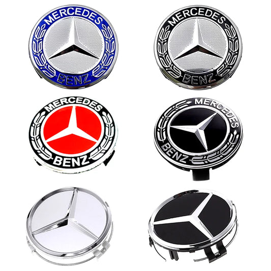 40pcs 56mm 60mm 68mm 75mm 3Pin For Wheel Hub Center Caps Mercedes Benz Emblem Car Rim Hubcap Badge Logo Auto Styling Accessories