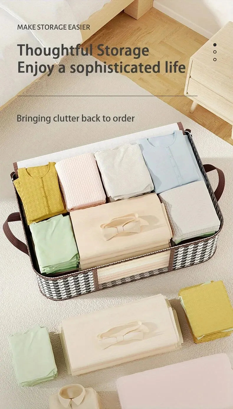 Visible Large Capacity Storage Box Portable Household Clothes Organizer With Handles Foldable Dustproof Quilt Zipper Container