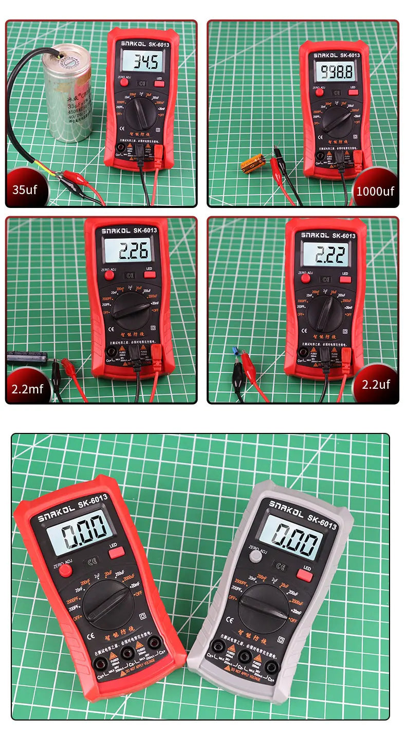 SK-6013 Digital Capacimeter Professional Capacitance Meter 20000uf Capacitor Tester 1999 Counts Electrician Multimeter