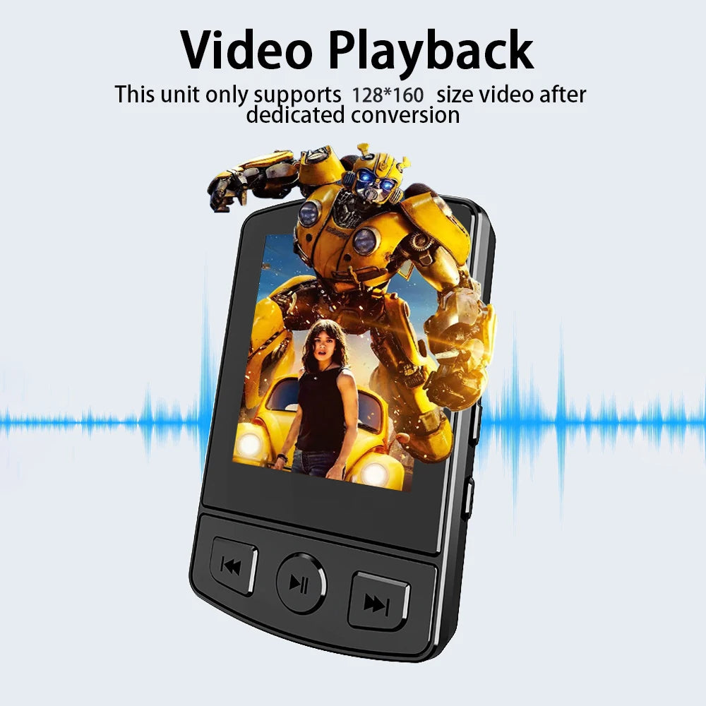 MP3 Player Bluetooth 5.2 1.77 inch Screen Music Player with Speakers Lossless Sound Quality with Recording E-Book Video Playing