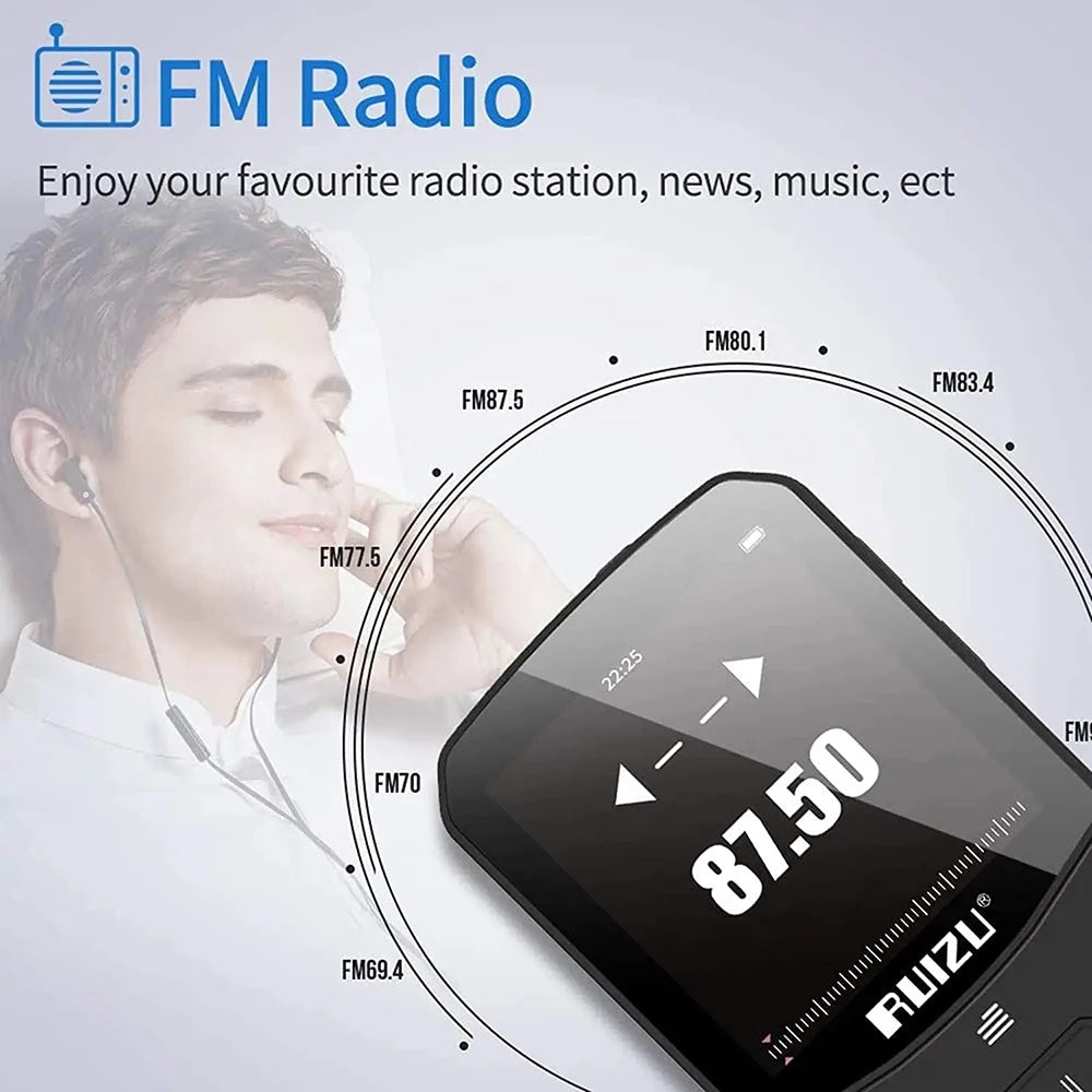 X52 Sport Bluetooth MP3 Player Portable Back clip Mini Music Walkman With Screen Support FM,Recording,Clock,Pedometer Radio