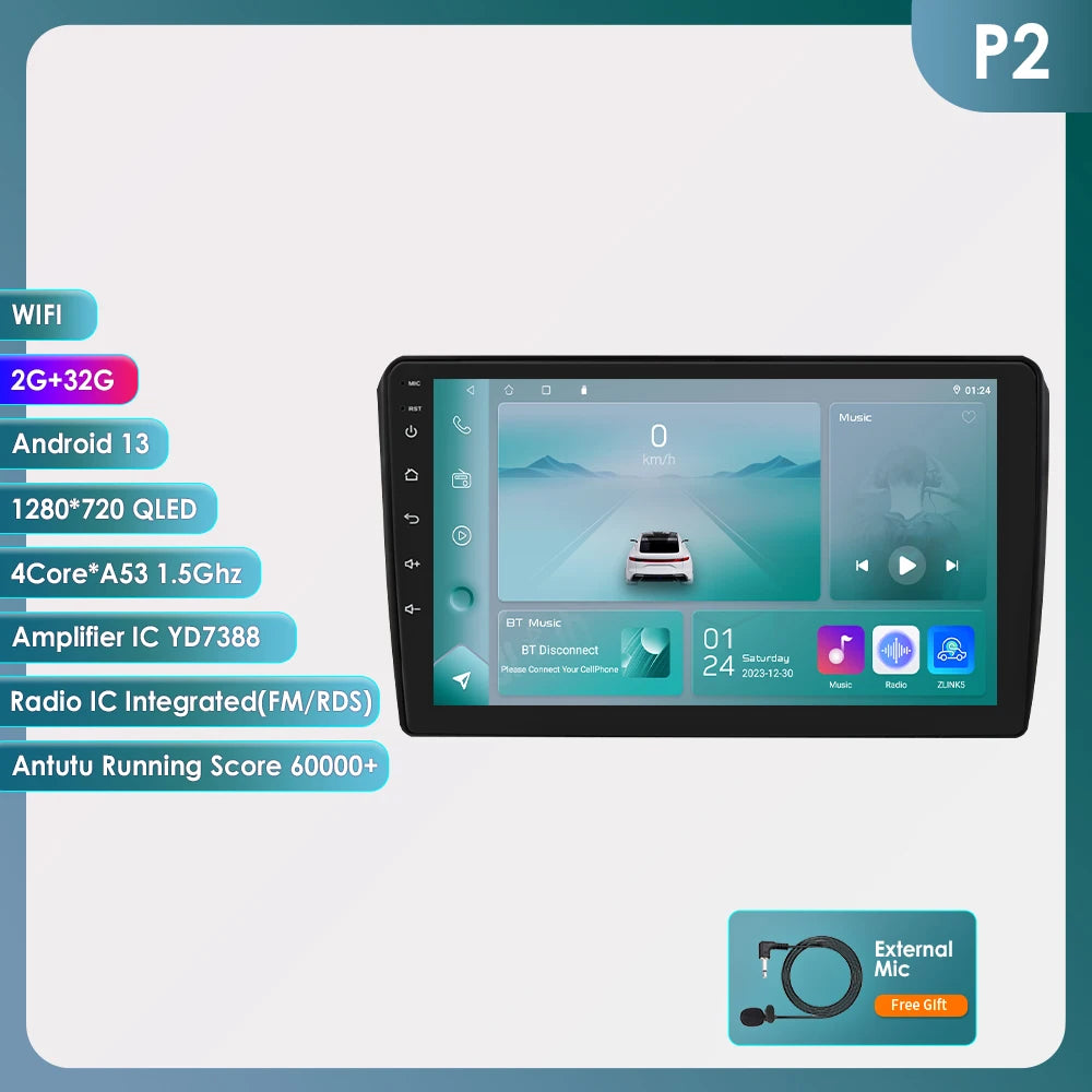 2Din Android 13 Car Radio For Audi A3 8P S3 RS3 2003-2013 Car Multimedia GPS 4G Wireless CarPlay Android Auto AI Voice autoradio