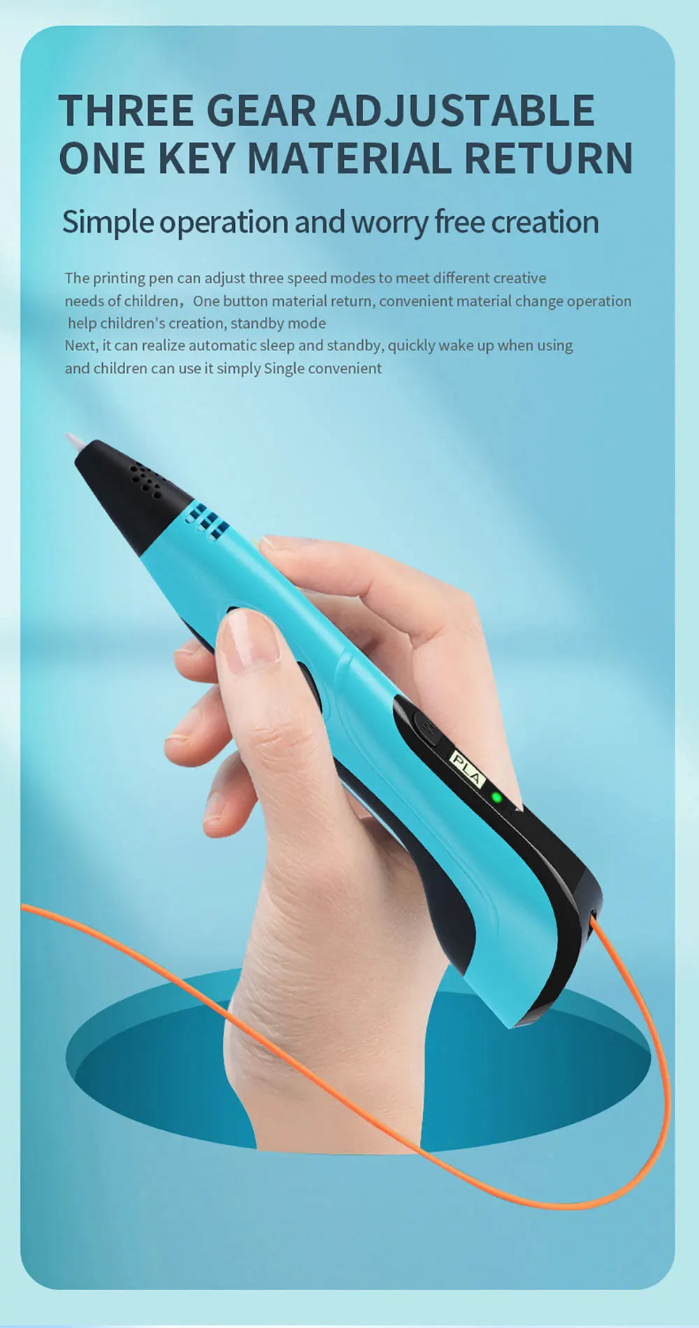 2025 New 3D Printing Pen DIY Three-dimensional Painting Children Toys With LCD Screen Power Adapter 200M PLA Filament Toys Gift