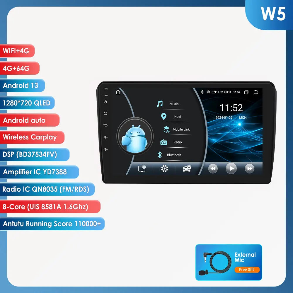2Din Android 13 Car Radio For Audi A3 8P S3 RS3 2003-2013 Car Multimedia GPS 4G Wireless CarPlay Android Auto AI Voice autoradio