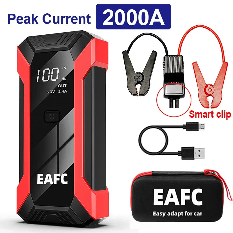 EAFC 2000A/1200A Portable Car Portable Jump Starter With Power Bank Fast Charge 12V Auto Battery Charger Booster Starting Device