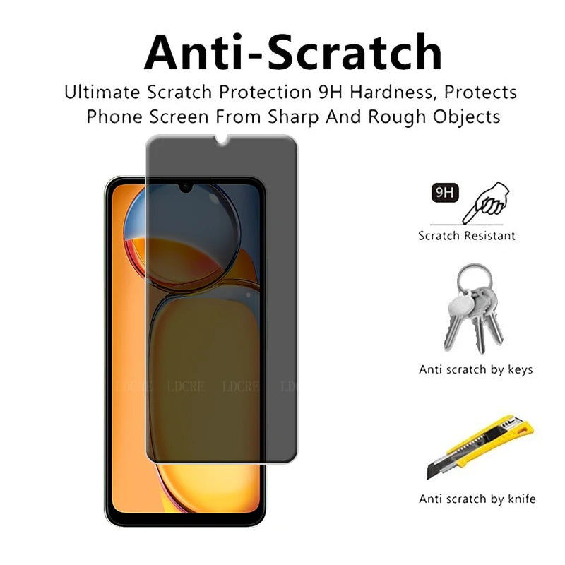 4Pcs For Xiaomi Redmi 13C Glass Redmi 13C Screen Protector Phone Cover Protective 9H Anti-Spy Privacy Tempered Glass Redmi 13C