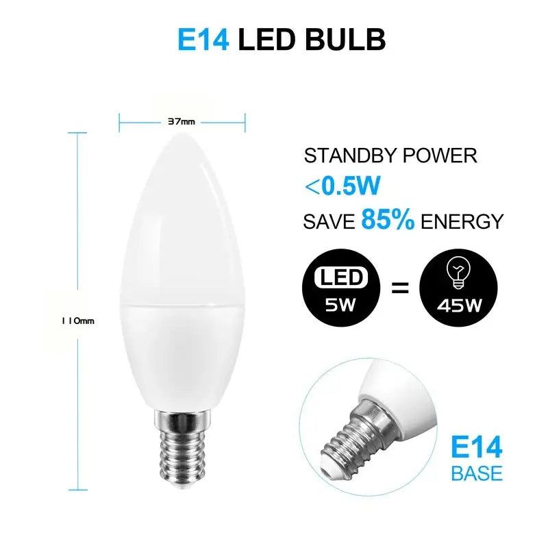 Led pirn küünal nutikas lamp E14 TUYA Bluetooth hämardatav RGB valgus 220 V APP grupi juhtimine Nutikas elu kodu ruumi kaunistamiseks