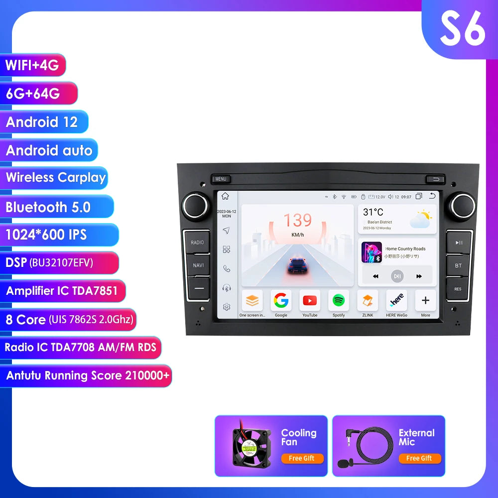 8G+128G 2Din Android 13 Car GPS Navigation Autoradio for Opel Astra H G J Antara Vectra C B Vivaro Corsa C D Zafira B Stereo RDS