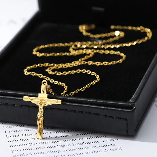 Christian Jesus Cross Kaulakoru Naisille Miehille Ruostumattomasta teräksestä Ketjut Choker Uskonto Risti Riipukset Korut Rukous Kastelahjat