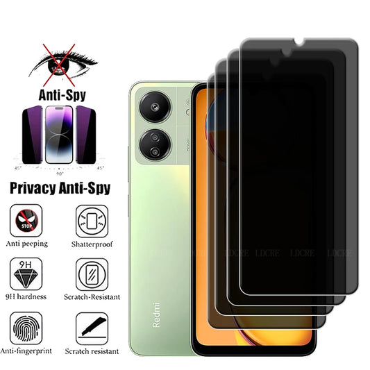 4Pcs For Xiaomi Redmi 13C Glass Redmi 13C Screen Protector Phone Cover Protective 9H Anti-Spy Privacy Tempered Glass Redmi 13C
