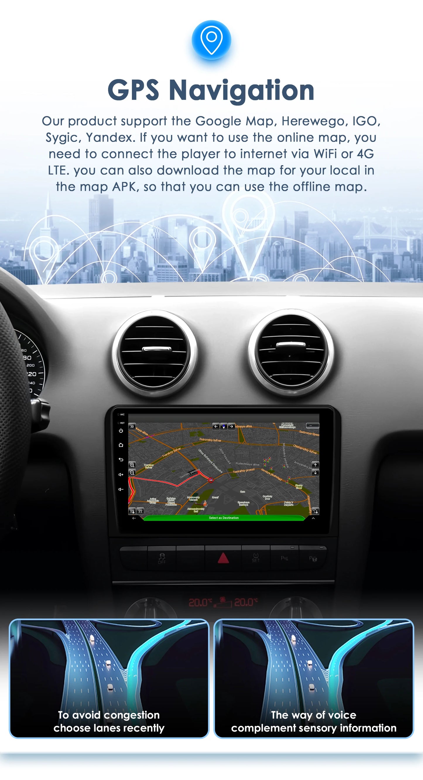2Din Android 13 Car Radio For Audi A3 8P S3 RS3 2003-2013 Car Multimedia GPS 4G Wireless CarPlay Android Auto AI Voice autoradio