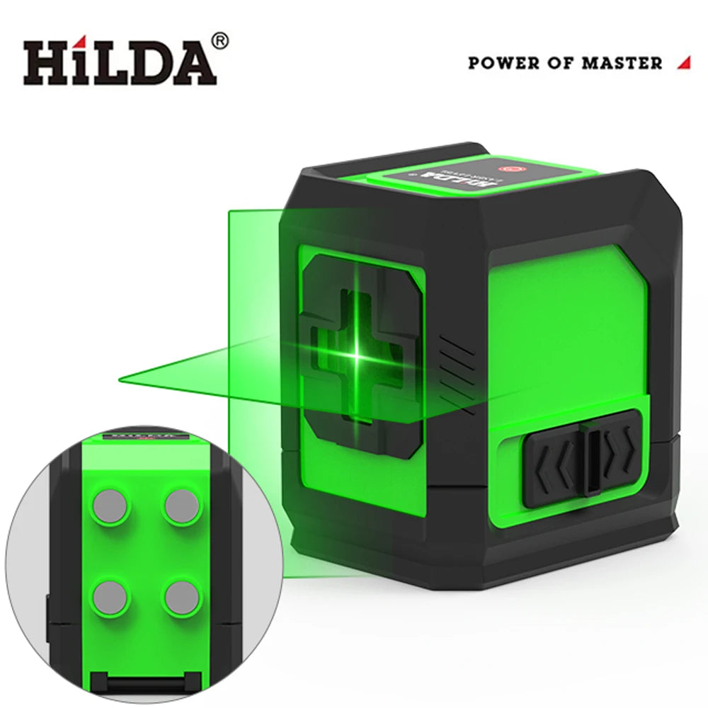 HILDA Laser Level 2-Line Green Laser Instrument With Magnet Wall Level Portable Provincial Support Cross Laser Instrument