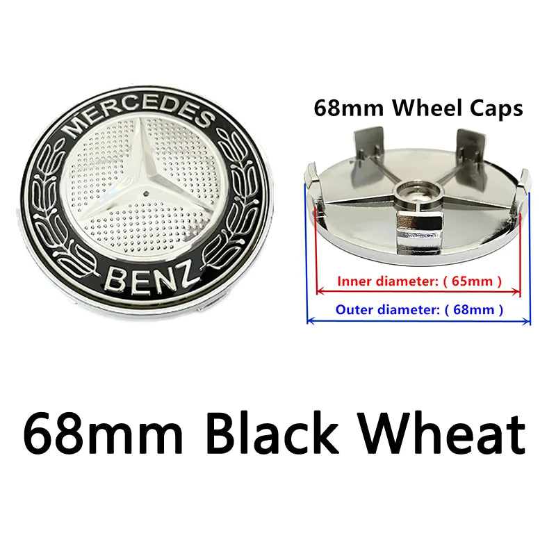 40pcs 56mm 60mm 68mm 75mm 3Pin For Wheel Hub Center Caps Mercedes Benz Emblem Car Rim Hubcap Badge Logo Auto Styling Accessories