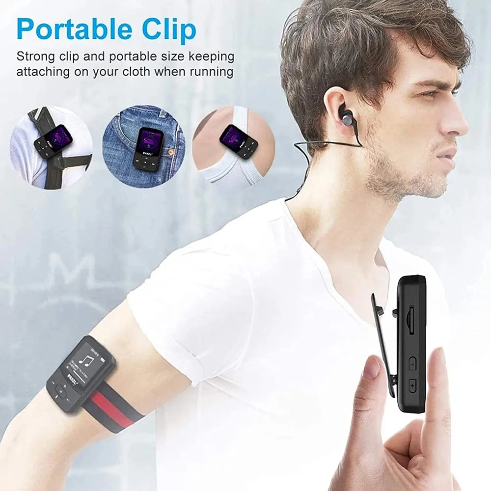 X52 Sport Bluetooth MP3 Player Portable Back clip Mini Music Walkman With Screen Support FM,Recording,Clock,Pedometer Radio