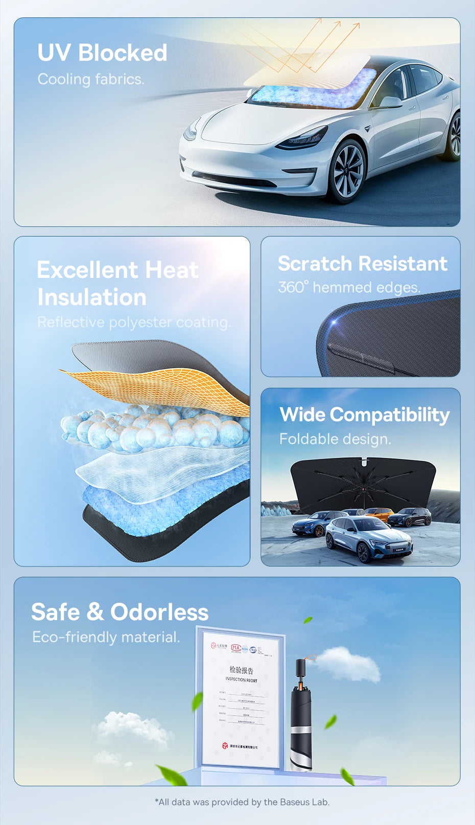 Baseus Windshield SunShade Umbrella Hemmed Edges Cover Protector Parasol Car Summer Sun Protection Front Window Sun Shade