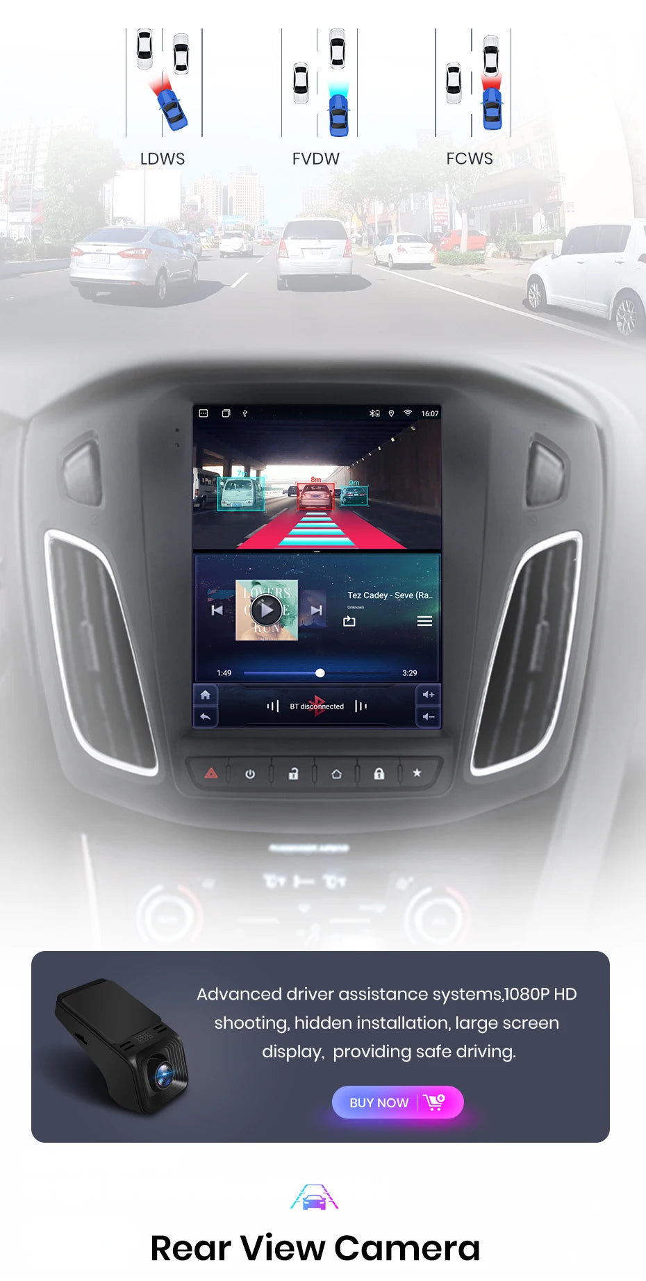 Junsun For Tesla Style Android Auto 4G Wireless Carplay DSP Car Radio Multimedia Player For Ford Focus MK 3 2012-2017 no 2din