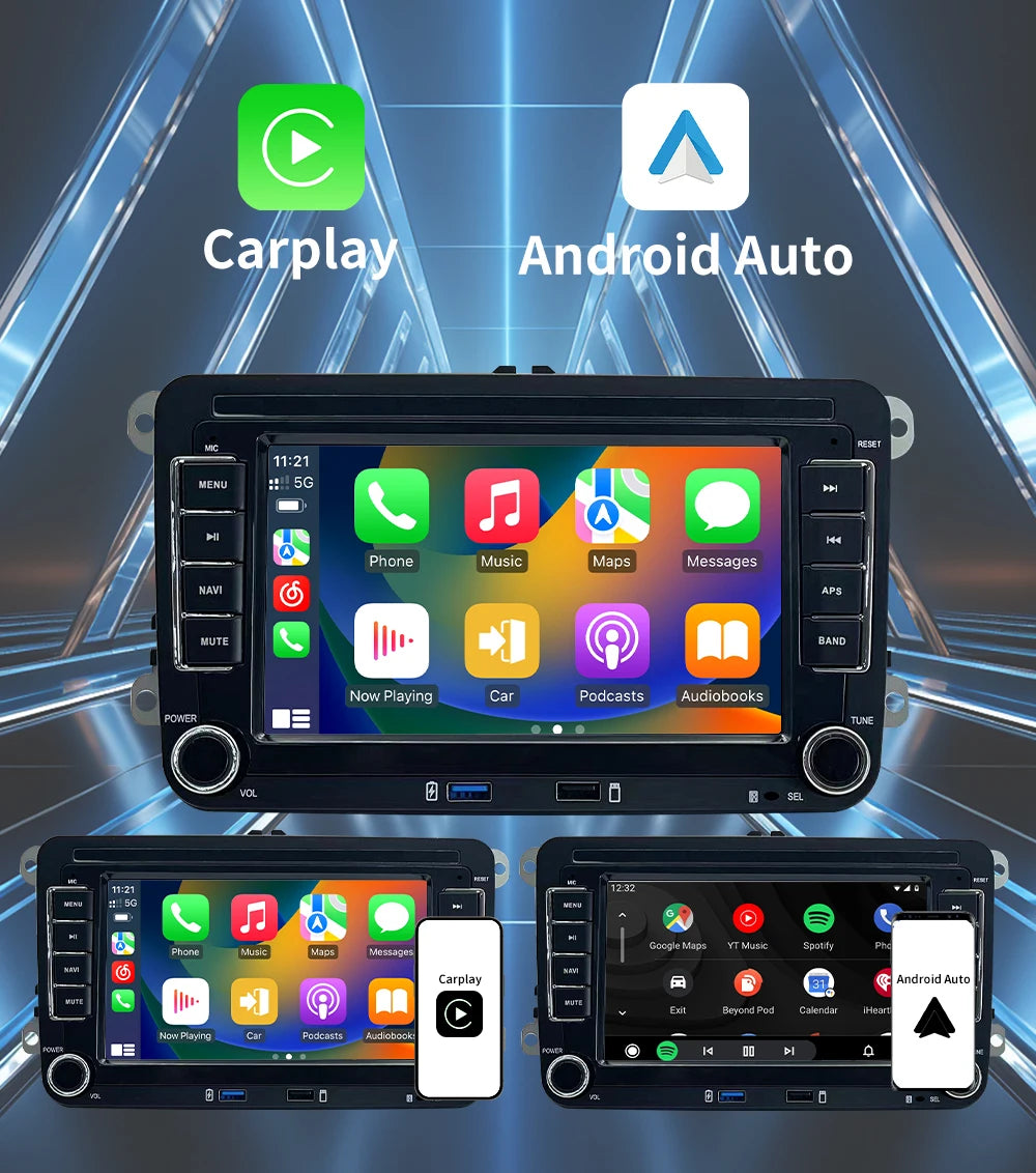 7 Inch Android 13 Auto Carplay Radio GPS For VW Volkswagen VW Multivan Scirocco Transporter und MultivanT5 T6 WiFi Car Player