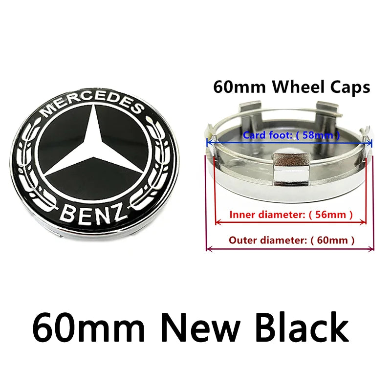 40pcs 56mm 60mm 68mm 75mm 3Pin For Wheel Hub Center Caps Mercedes Benz Emblem Car Rim Hubcap Badge Logo Auto Styling Accessories