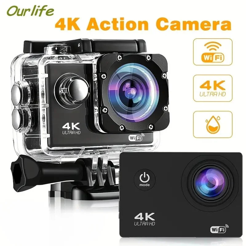 Action Camera Ultra HD 4K/30fps WiFi 2.0-inch 170D Underwater Waterproof Helmet Video Recording Cycling skiing Cameras Sport Cam