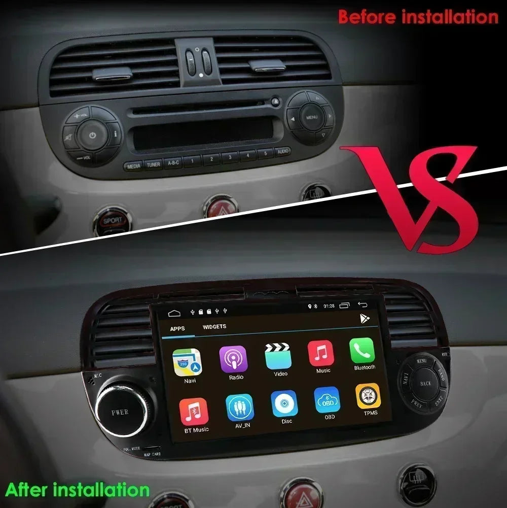 4G Carplay 2Din Android Auto Radio for FIAT 500 Car Multimedia Player Stereo GPS Navigation DVD Video DSP RDS DTV AM FM Audio BT