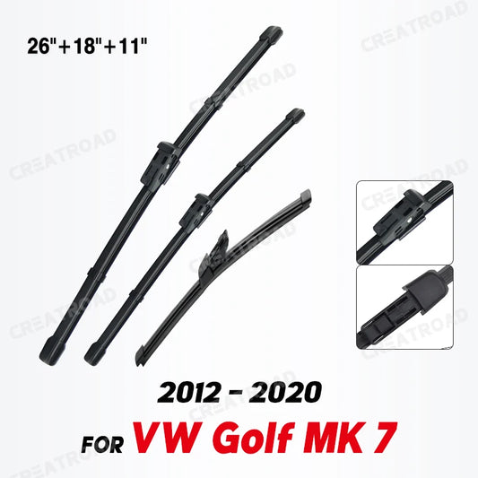 Wiper LHD Front & Rear Wiper Blades Set For VW Golf MK 7 2012 - 2020 Windshield Windscreen Window Brushes 26"+18"+11"