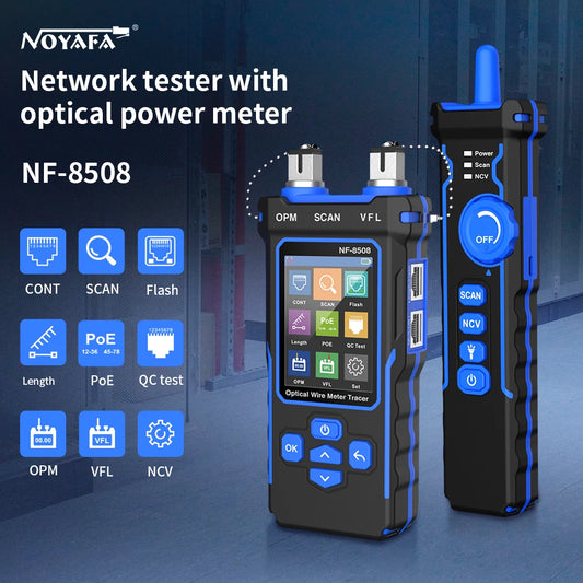 NOYAFA NF-8508 Cable Tracker LCD Display Network Tools Measure Length Wiremap Tester PoE Checker Optical Power Meter