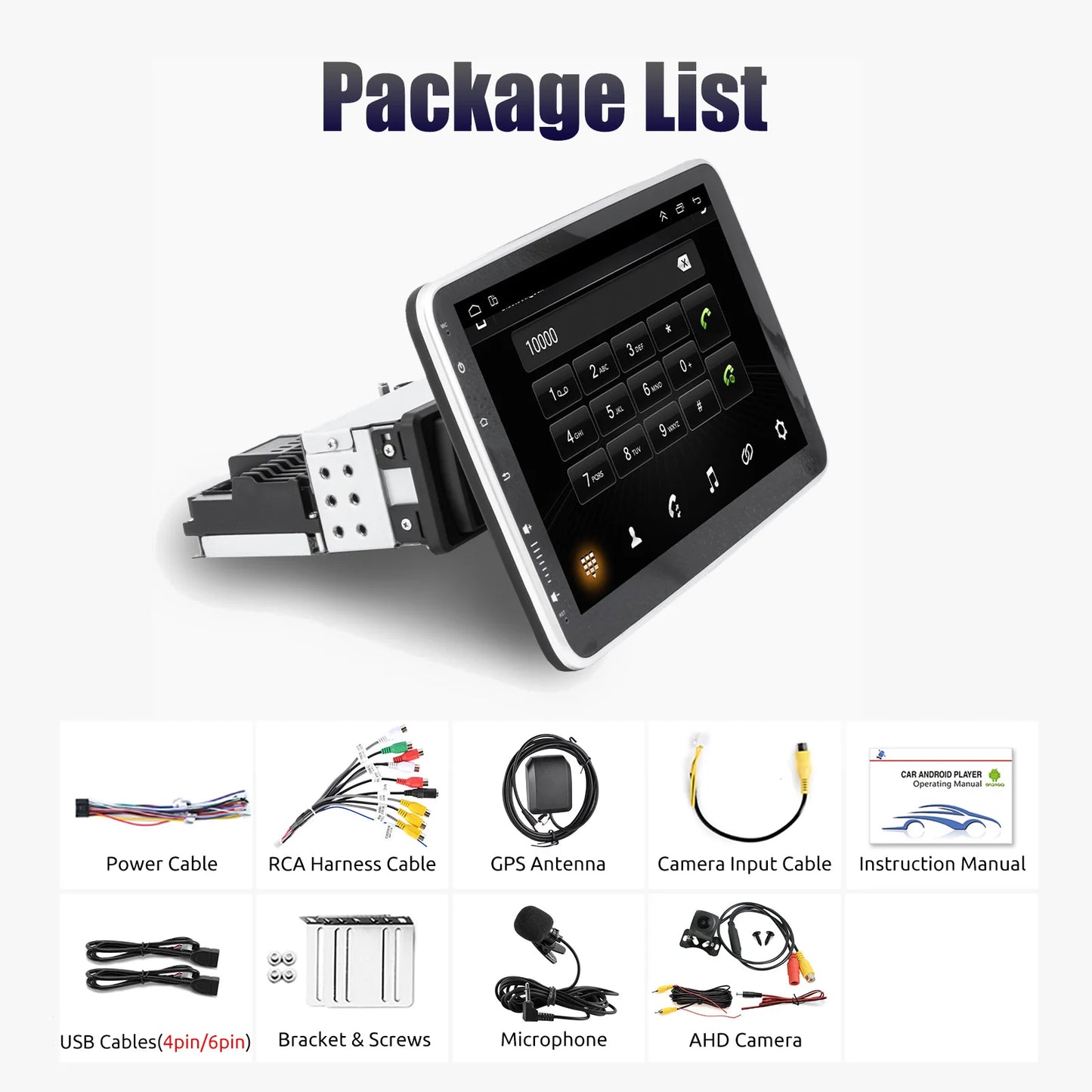 ESSGOO Android 13 10.1 Inch Universal Single Rotatable Car Radio Auto Carplay Multimedia Player GPS Navi Automotive Stereo