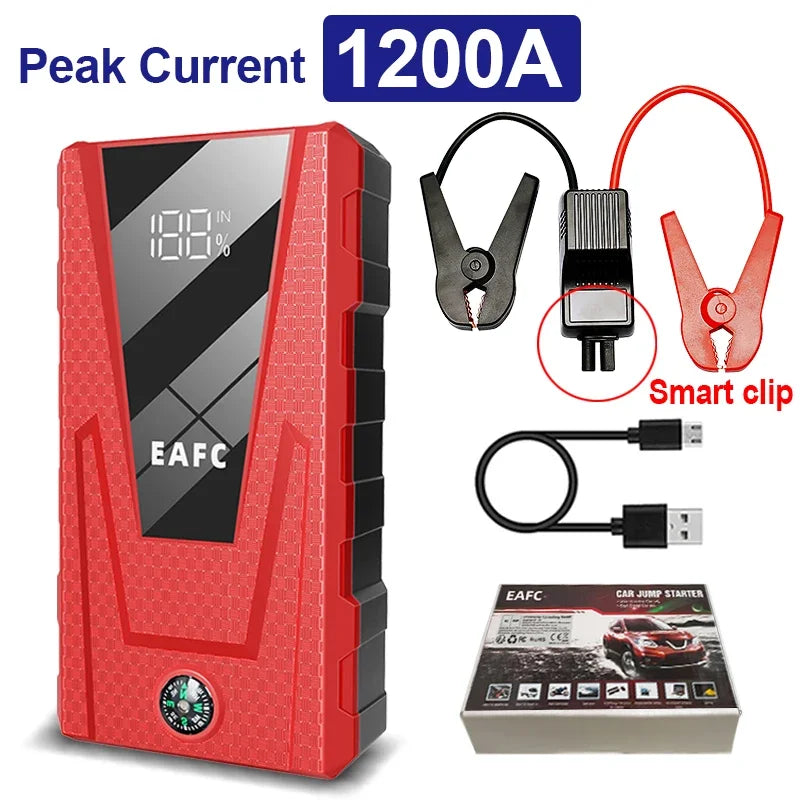 EAFC 2000A/1200A Portable Car Portable Jump Starter With Power Bank Fast Charge 12V Auto Battery Charger Booster Starting Device