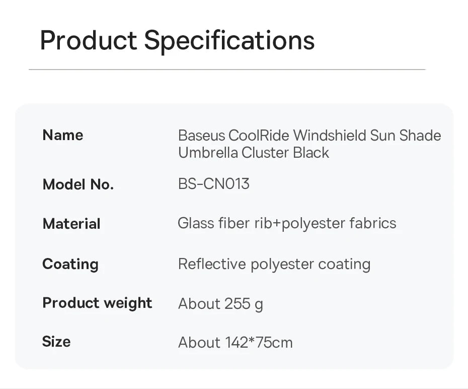 Baseus Windshield SunShade Umbrella Hemmed Edges Cover Protector Parasol Car Summer Sun Protection Front Window Sun Shade