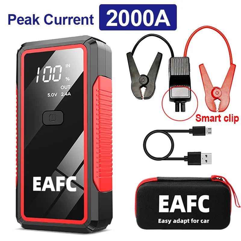 EAFC 2000A/1200A Portable Car Portable Jump Starter With Power Bank Fast Charge 12V Auto Battery Charger Booster Starting Device