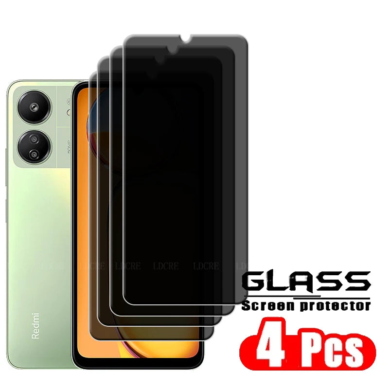 4Pcs For Xiaomi Redmi 13C Glass Redmi 13C Screen Protector Phone Cover Protective 9H Anti-Spy Privacy Tempered Glass Redmi 13C