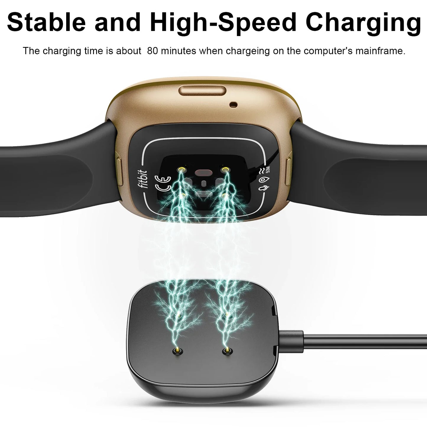 Portable USB Magnetic Charger Dock Adapter For Fitbit Versa 3 Fast Charging Power Cable For Fitbit Sense Smartwatch Accessories
