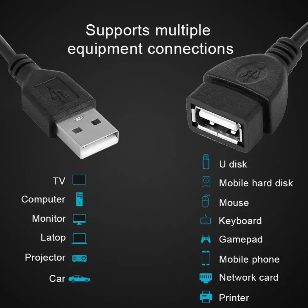 USB 2.0 A Male to A Female Data Sync Black Charger Extension Cable Cord USB Cable for PC Laptop Keyboard